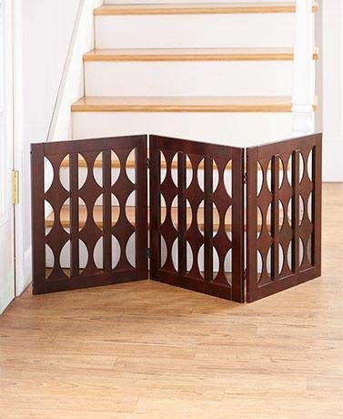 Wooden Bazaar Baby Safety Gate for Staircase & Doors| Wooden Pet Gate | Folding Safety Gate for Kids & Pets (3 Panels, 24 x 54 Inch, Brown)