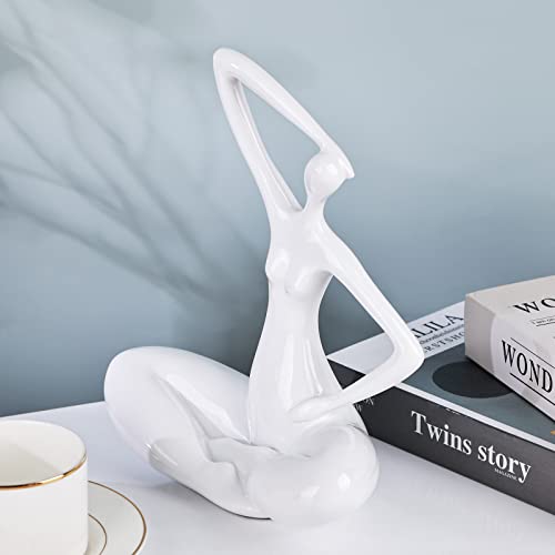 Xmgzq Abstract Art Female Sculpture Statue Modern Home Decoration Character Ornament White Woman Statue Home Living Room Office Art Yoga Ornament Spiritual Meditation Decoration Female #TOP2