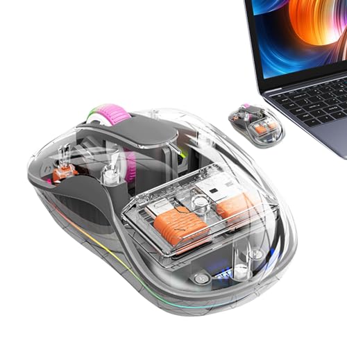 Souris d'ordinateur transparente RVB sans bruit avec connexion sans fil stable