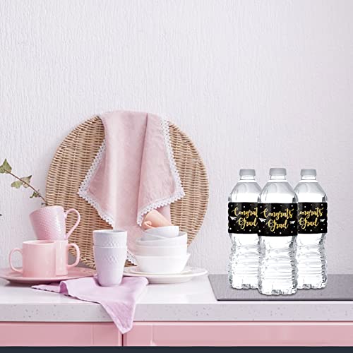 image for MonMon & Craft Black Congrats Grad Water Bottle Labels Stickers/Gradua