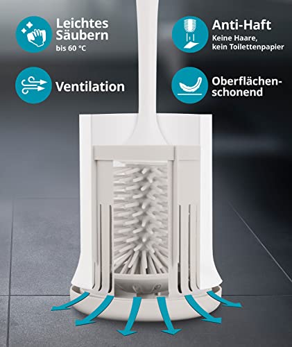Silikon-Klobürste Calmwaters mit Klebe-Wandhalterung und ergonomischem Griff