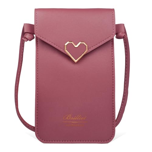 [Brilliet] スマホショルダーポーチ 携帯ポシェット 財布 レディース 斜め掛け 軽量 小さめ 濃いピンク