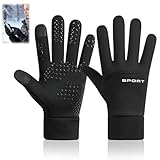 Kluz Gants Moto Homme Tactiles, Gants Scooter à Paume Antidérapante Silicone, Manchette Longue, Gants Conduite pour Guidon et Écran Tactile, Noir, Taille M