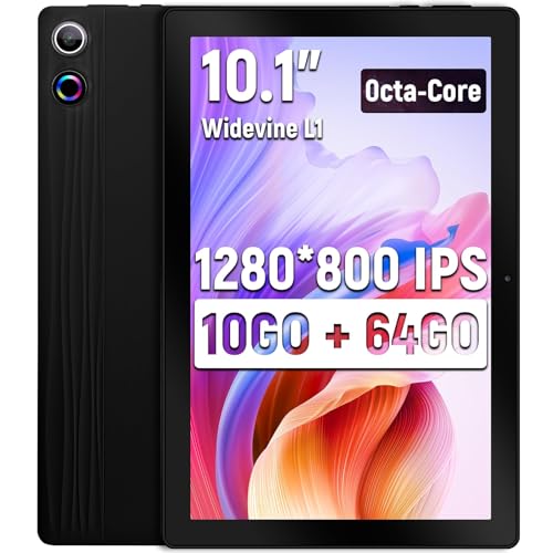 Yicty Tablette 10 Pouces Octa-Core GMS Tablettes Tactiles 10Go RAM 64Go ROM (1To Extensible) 5000mAh Android Tablettes PC 1280 * 800 IPS HD Touchscreen Widevine L1 WiFi 6 BT 5.4 Dynamic Halo