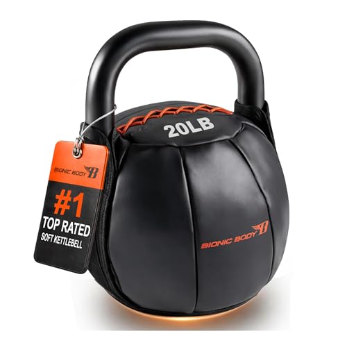 Bionic Body Soft Kettlebell with Handle for Weightlifting, Conditioning, Strength and core Training 20lb BBKB-20