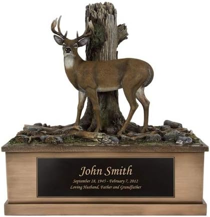 Perfect Memorials Large Custom Engraved Deer Cremation Urn (400 Cu/in) - Cremation Urn for Human Ashes/Display at Home/Personalized Plaque/Deer in The Forest/A Beautiful Tribute to Your Loved One