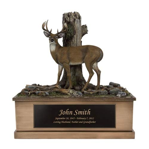 Perfect Memorials Large Custom Engraved Deer Cremation Urn (400 Cu/in) - Cremation Urn for Human Ashes/Display at Home/Personalized Plaque/Deer in The Forest/A Beautiful Tribute to Your Loved One
