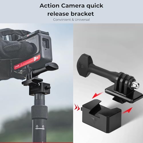 Image of YELLOWFIN Action Camera Quick Release Adapter with 1 /4 Inch Screw, Universal Compatible for Insta360 DJI Action SJCam, Fast Detach Base for Selfie Stick Tripod Extension Rod(Camera Mount)