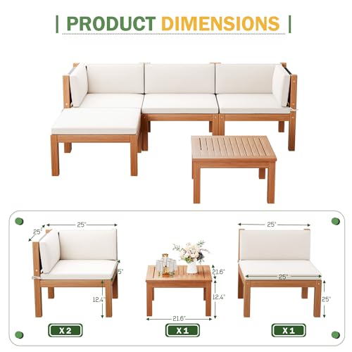 Devoko DV240362-5 Pieces Outdoor Sectional Couch Patio Sectional Sofa thumb #3
