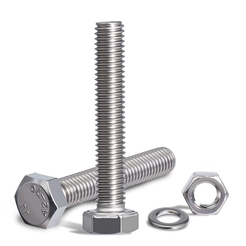 KINETOX 35 pack Boulons à Tête Hexagonale M5x50mm Boulon Inox DIN 933 Boulons à Six Pans Avec joint écrous Acier Inoxydable A2 V2A Vis Entièrement Filetée de Bâtiments Assemblage de Meubles Bricolage