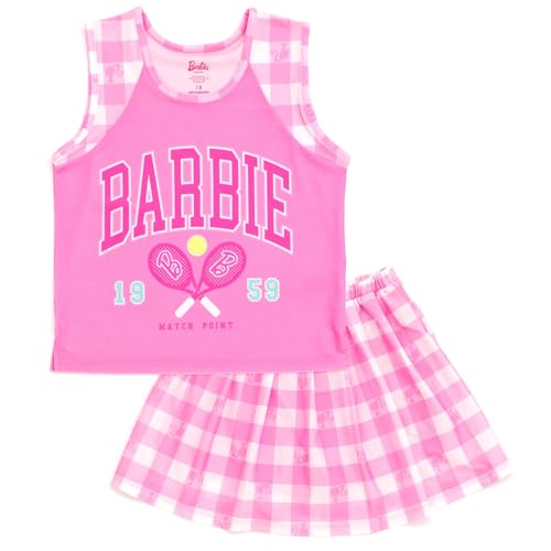Barbie Big Girls Tank Top and Pleated Skort Outfit Set Checkered Pink 14-16 - image 1