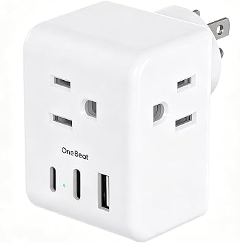Travel Cruise Ship Essentials, Mini Multi Plug Wall Outlet Extender,White