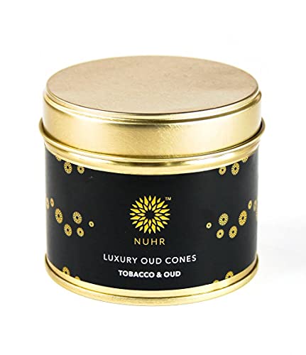 NUHR HOME Incense Cones Tobacco & Oud Luxury / 20 Strong Scented Cones/Bakhoor alternative/Lasting Fragrance Aroma Natural Authentic Agarwood for Aromatherapy, Meditation & Stress Relief Refreshing