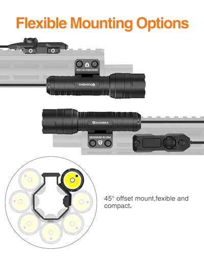 TOUGHSOUL M-Rail Green Laser Tactical Flashlight 1250 Lumens, Rechargeable Flashlight with Remote Pressure Switch LED Light with Rechargeable Batteries and Charger Included (M-Rail-Light+Laser)