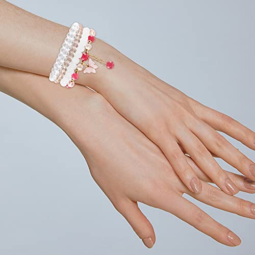 20Pcs Beaded Crystal Bracelets for Women, Aesthetic Cute Boho Chakra Bead Stackable Bracelet Butterfly Charm Pink Green Blue White Purple Glass Stones Gold Beads Jewelry Set Pack Bulk4