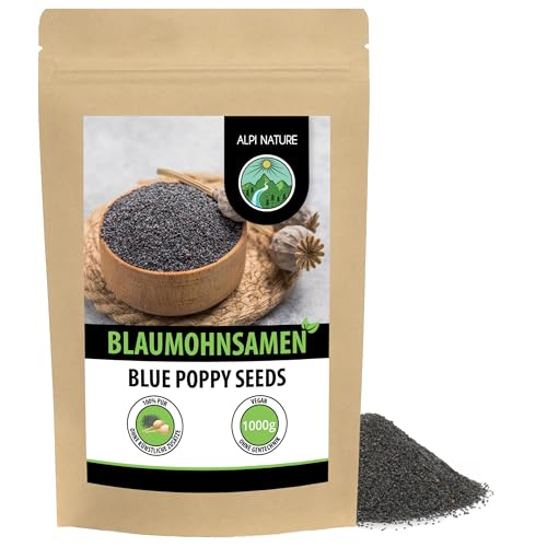 Alpi Nature Mohnsamen 1kg, Blaumohn Samen ganz, Mohn Samen ganz zum Backen und Mohnkuchen