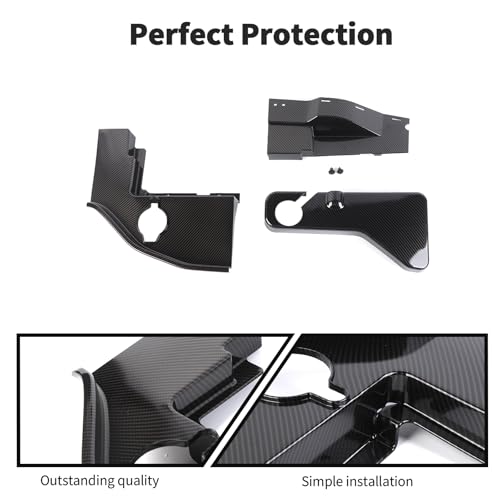 Image of JWWY Engine Side Dust Coolant Bottle Cap Cover Trim Set Engine Cover Trim Kit Compatible with 2015-2024+ Dodge Charger Challenger Engine Accessories ABS Carbon Fiber 3PCS