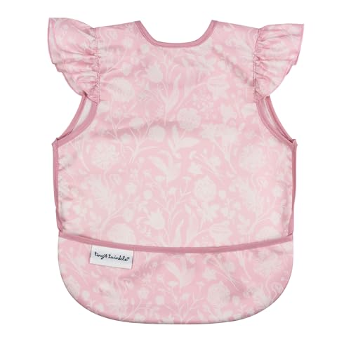 Image of Tiny Twinkle Mess Proof Baby Bib for Girls | Waterproof Toddler Bib for Eating | Baby Apron for Feeding | Machine Washable | Perfect Shower Gift (Toile, 6-24M)
