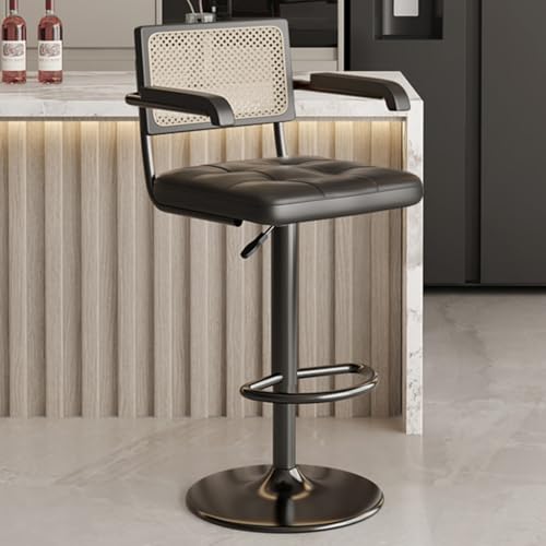 Barhocker mit Rattan-Rückenlehne, 360° drehbar, moderner...