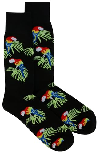 1 Pair of Biagio Men's TROPICAL BIRD Forest Macaw Parrot Mens COTTON Dress SOCKS2