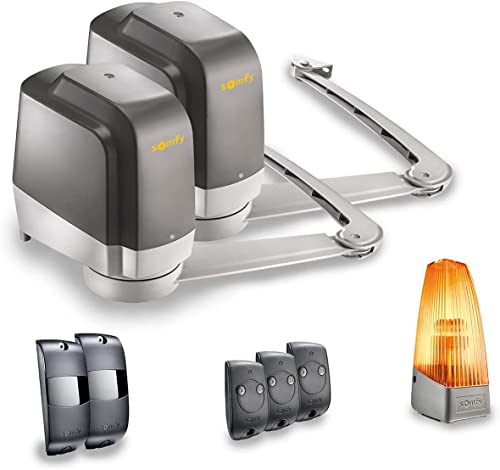 Somfy 1241430 - Pack de motorisation pour Portail battant Lockyvia Line | avec 3 télécommandes Keytis, 1 feu Orange et 1 Jeu de cellules photoélectriques |...
