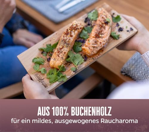 Grillfürst Räucherbretter, 4er Set - Grillbrett aus Buchenholz, Grillplanke für köstliche Raucharomen, Holzbrett zum Grillen, 29 x 13 x 1 cm