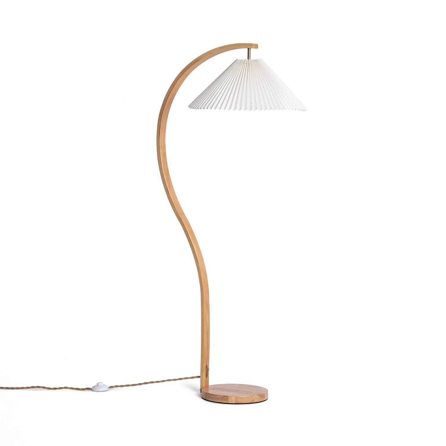LEDKIA LIGHTING - Lámpara de Pie Madera Luanda | Diseño Natural y Versátil | Apto para Bombilla E27 | Estabilidad Sólida | Ideal para Salón y Dormitorio, Blanco, PC, Madera, Tela