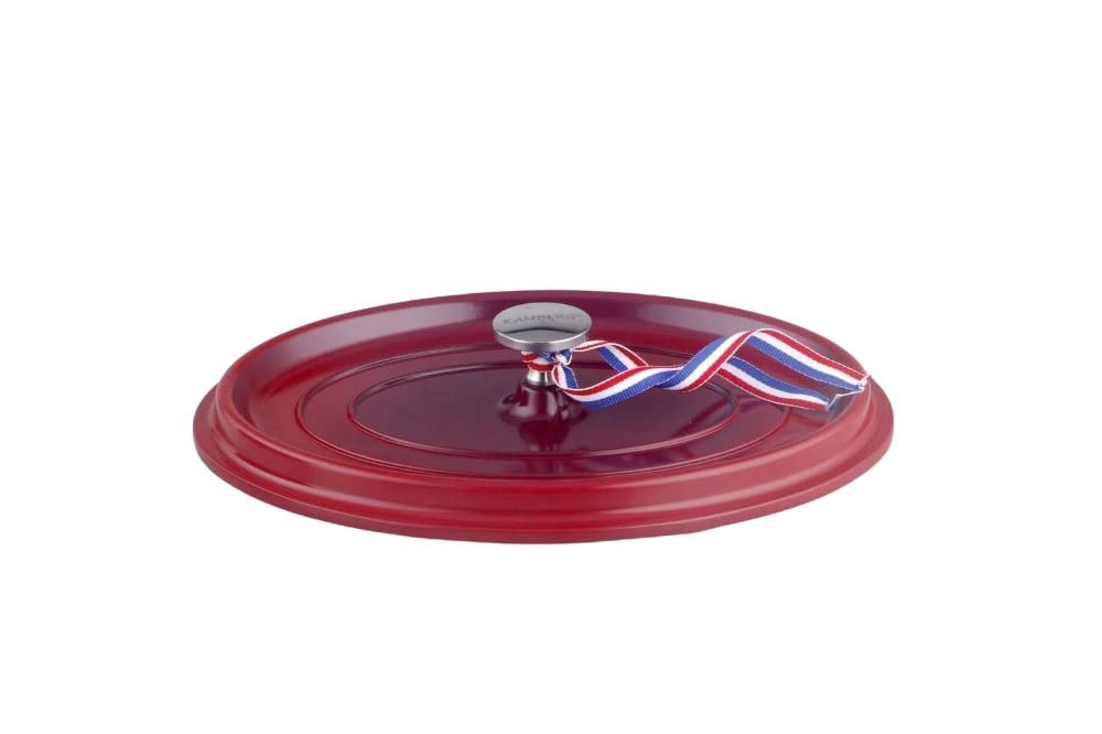 Kamberg – 0008191 – Schmortopf 30 cm Durchmesser, oval, rot geflammt – Aluminiumguss – Beschichtung in Steinoptik – Für alle Herdarten, auch Induktion – PFOA‑frei