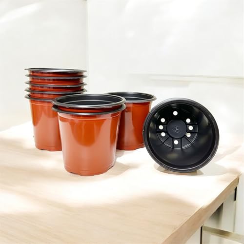 Image of Thermoformed Plastic Flower Pots, Durable, Flexible, Unbreakable, Multiple Drainage Holes, Best for Indoor Plants, Terrace Garden, Nursery (Pack of 20, 7 Inch)
