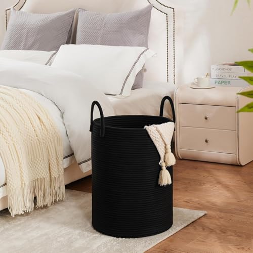 Image of Laundry Basket for Clothes | Toy Storage Basket | Storage Basket for Living room | Cotton Rope Basket Multi-Purpose | Extra Large Laundry Basket | Dirty Cloth Baskets Jute | 38x38x46 cm