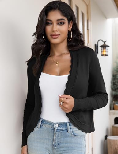 OmicGot Women's Long Sleeve Cardigan Sweaters Open Front Cropped Bolero Shrugs for Dresses S-XL4