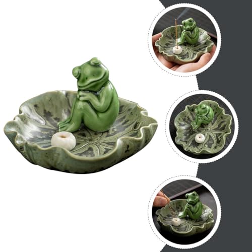 Brûleur de parfum compact en forme de grenouille verte et facile à utiliser