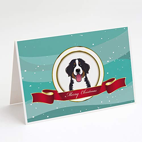 Caroline's Treasures BB1547GCA7P Bernese Mountain Dog Merry Christmas Greeting Cards and Envelopes Pack of 8 Blank Cards with Envelopes Whimsical A7 Size 5x7 Blank Note Cards