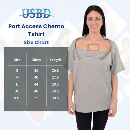 USBD Premium Port Access Chemo Tshirt Recovery Dual Access Tee Side Open Shirt3
