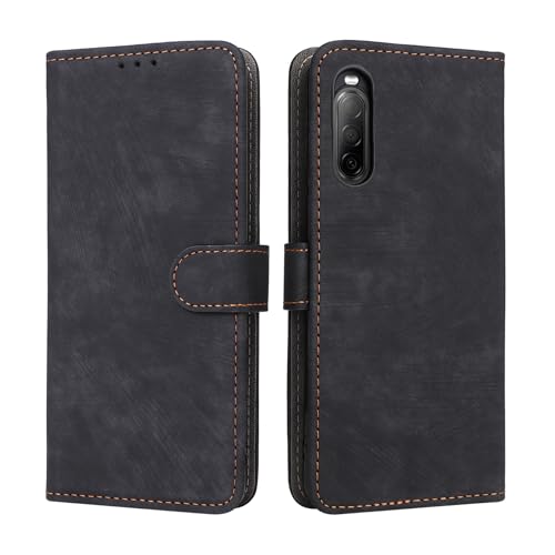 LMFULM® Étui pour Sony Xperia 10 II XQ-AU51/ XQ-AU52/ SO-41A (6,0 Pouces) PU Cuir Couverture Brosses Antivol Portefeuille Coque Fermeture Magnétique Support...