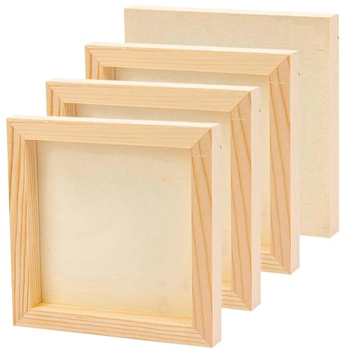 4 Pack 12 x 12 Inch Unfinished Wood Cradled - Wooden Canvas Panels Boards for Painting, Drawing and DIY Crafts Projects
