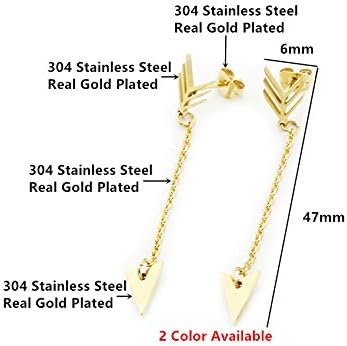 Miniatura 2 de TRUNO SEA - Aretes colgantes de flecha de dardos simples para mujer Kolczyki joyería de moda color dorado cadena larga aretes colgantes Joyas