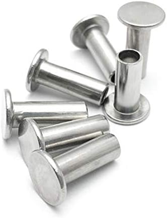 10pcs M6 304 stainless steel Flat head semi-tubular rivet Hollow rivets GB875 8mm-40mm Length - (Stem Length: M6x16mm)
