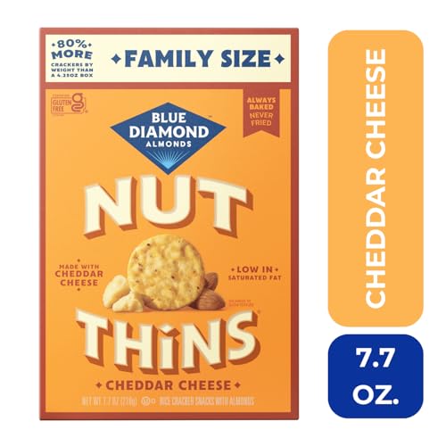 Image of Blue Diamond Almonds Nut-Thins Gluten Free Cracker Crisps, Cheddar Cheese, Family Size, 7.7 oz