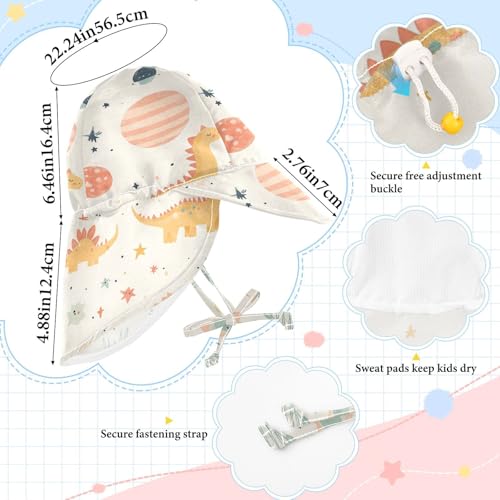 Infant Toddler & Kids Beach Hat Baby Boys' Caps Baby Girls' UPF 50+ Protection Adjustable Traveling Swim Hat Childish Cartoon Dino Planets Retro4