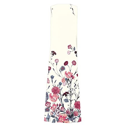 VEZAD Summer Dresses for Women 2023 Casual Solid Color Cotton Linen Pocket Dress Sleeveless Round Neck Beach Flowy Sundress - Image 7