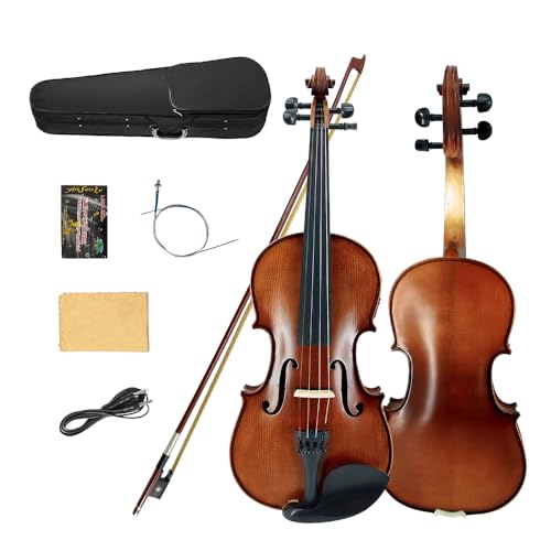 Image of Electric Violin Left Handed,4 string Acoustic Violin 4 /4 full size Maple Spruce Solid Wood Body, Ebony Fittings with Case, Bow, Accessories