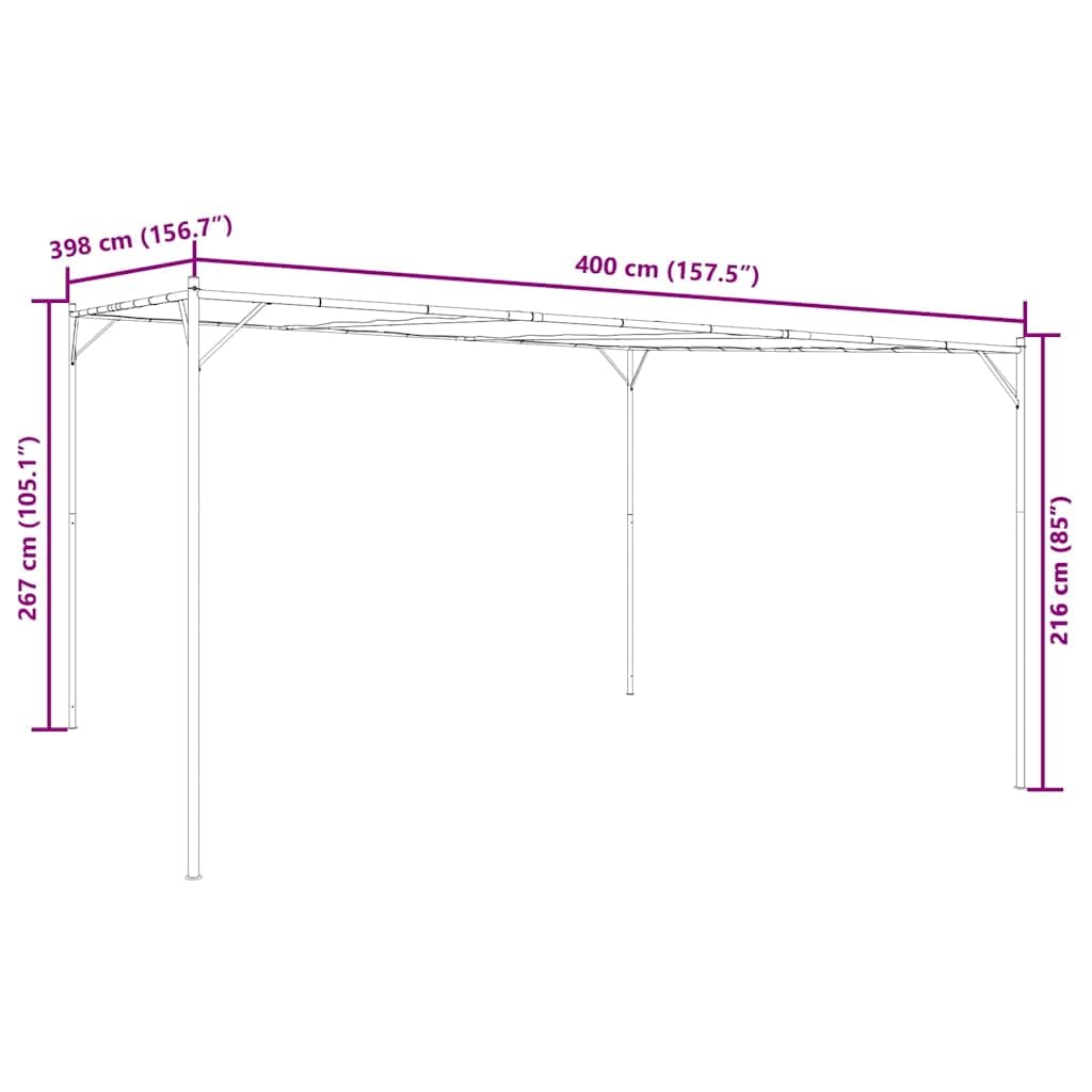 vidaXL Pavillon, Gartenpavillon Überdachung Stahlrahmen, Pergola Vordach für Terrasse Garten, Partyzelt Sonnnenschutz, Weiß 4x4m 180g/m² Stoff Stahl