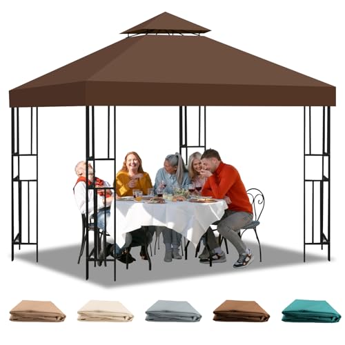 Pavillon Ersatzdach 3x3 m Wasserdicht – Doppeldach mit Air Vent UV-beständig, Stabil Winterfest, Atmungsaktiv, Gazebo Ersatz Dach, perfekt für Garten, Camping(Polyester 300D)