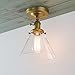 PERMO Modern Small Semi Flush Mount Ceiling Pendant Light Glass Ceiling Lights Hallway Fixtures with Funnel Glass Lampshade, 1-Light (Antique)