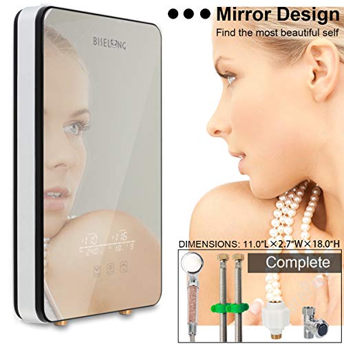 Electric Tankless Hot Water Heater 220/240V Instant,Suitable Shower Sink Kitchen Bathroom Bathtub RV Whole House, Hot Water Output of 1.8 GPM,2 PCs 16” Long 1/2”FIP copper head hose (Black 12KW) - Thumbnail 6