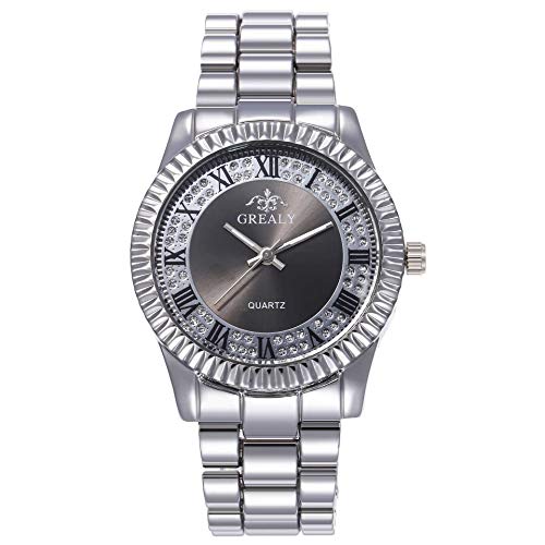 Preisvergleich Produktbild LYAO Herren Business Römischen Skala Quarzuhr Personalisierte Stahlband Uhr Silber