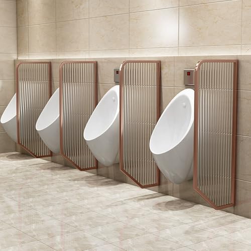 División de urinario de vidrio templado negro con soporte de lujo oro rosa