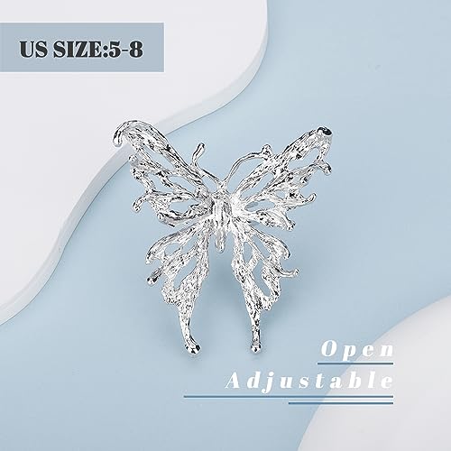 Aimimier Exaggerated Big Crystal Butterfly Ring Open Wedding Butterfly Jewelry for Women4