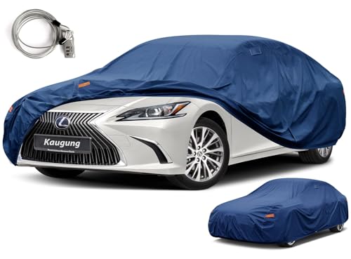 Image of Kaugung Heavy Duty Car Cover Custom Fit Lexus ES350 ES350h ES300h (1992-2025), Waterproof All Weather Resistant Outdoor Sun Rain Dust Snow Protection with Anti-Theft Lock.